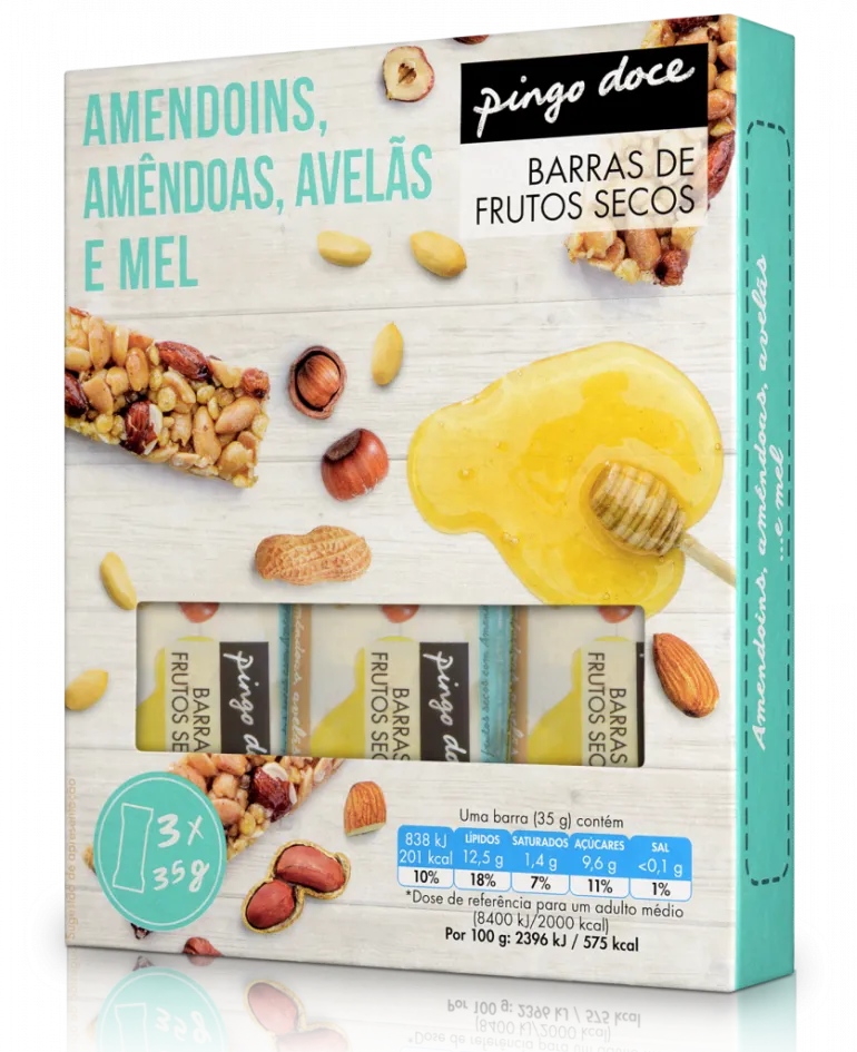 Barras de Amendoins, Amêndoas, Avelãs e Mel