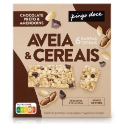 Barras de Aveia e Cereais com Chocolate Preto e Amendoins