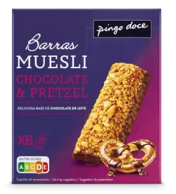 Barras de Cereais Muesli Chocolate e Pretzel