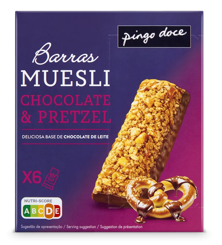 Barras de Cereais Muesli Chocolate e Pretzel