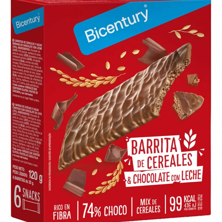 Barras de Chocolate de Leite e Cereais