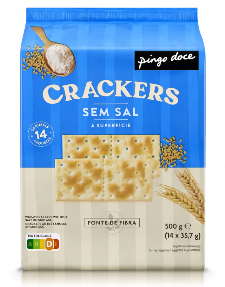 Bolachas Crackers sem Sal na Superfície