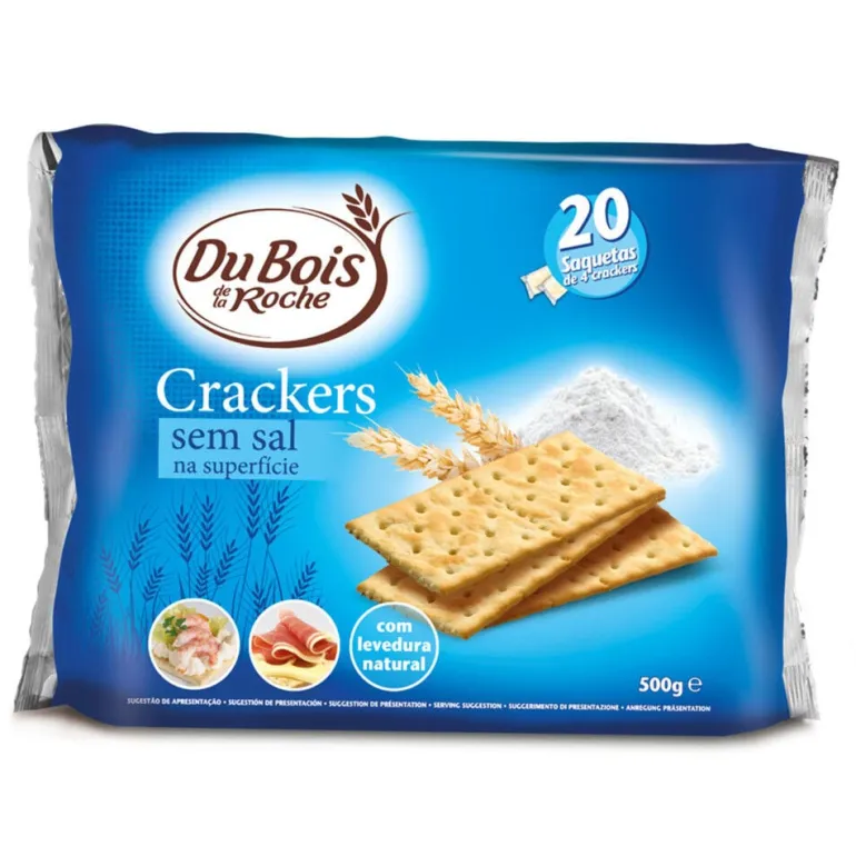 Bolachas Crackers sem Sal na Superfície