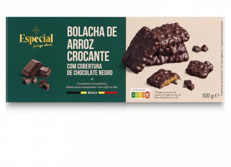 Bolachas de Arroz Crocante com Chocolate Negro