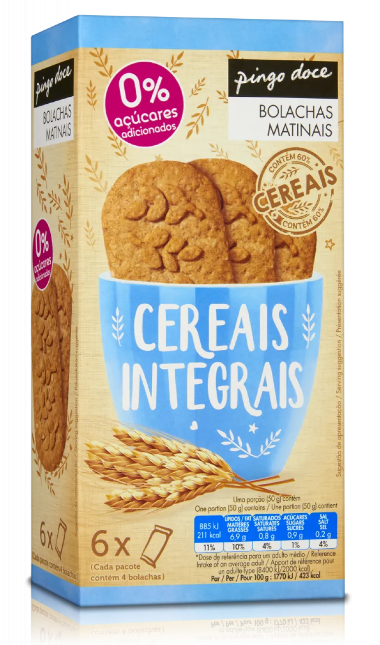 Bolachas Matinais de Cereais Integrais 0% Açúcar Pack 6