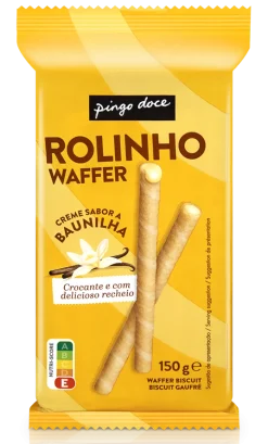 Bolachas Rolinho Waffer com Recheio de Baunilha