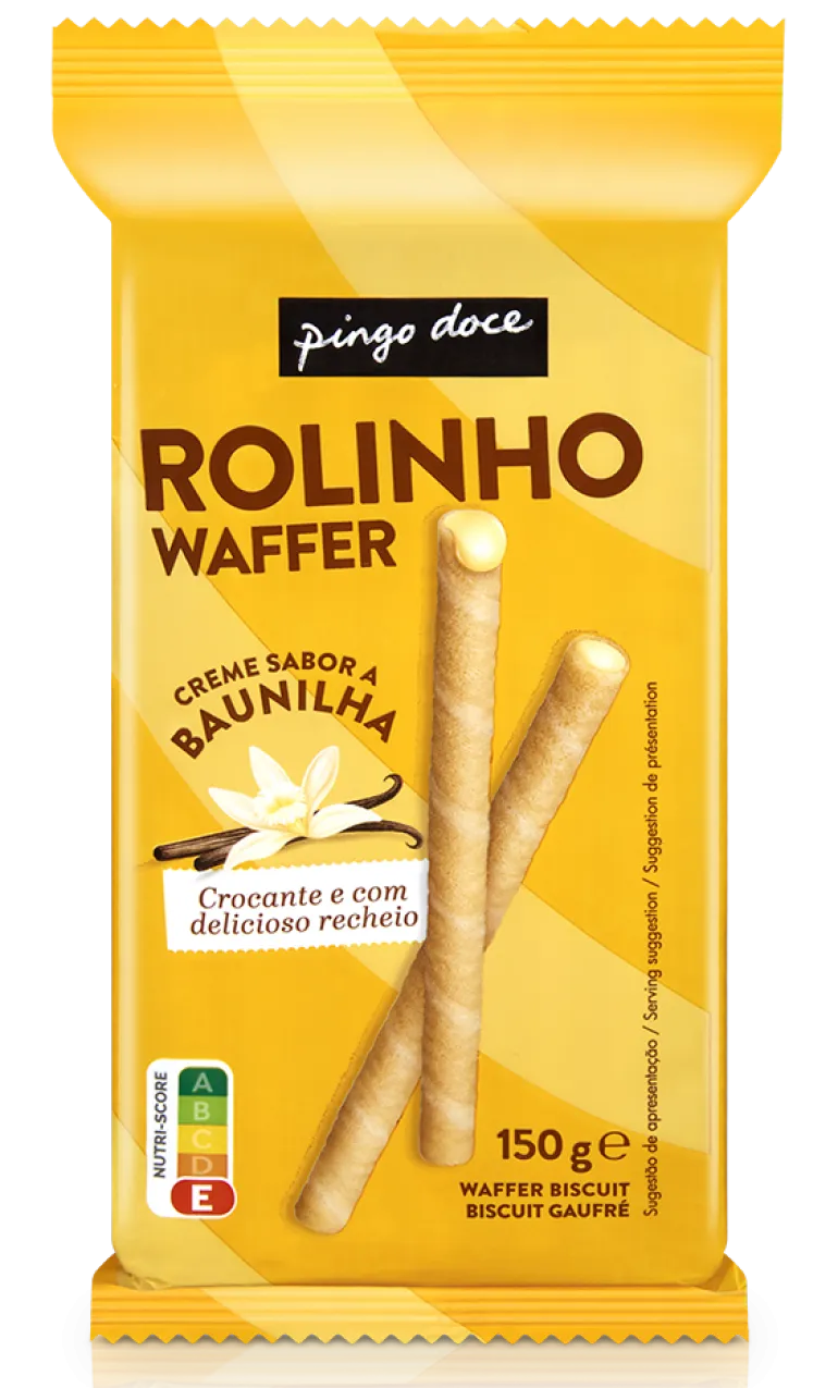 Bolachas Rolinho Waffer com Recheio de Baunilha