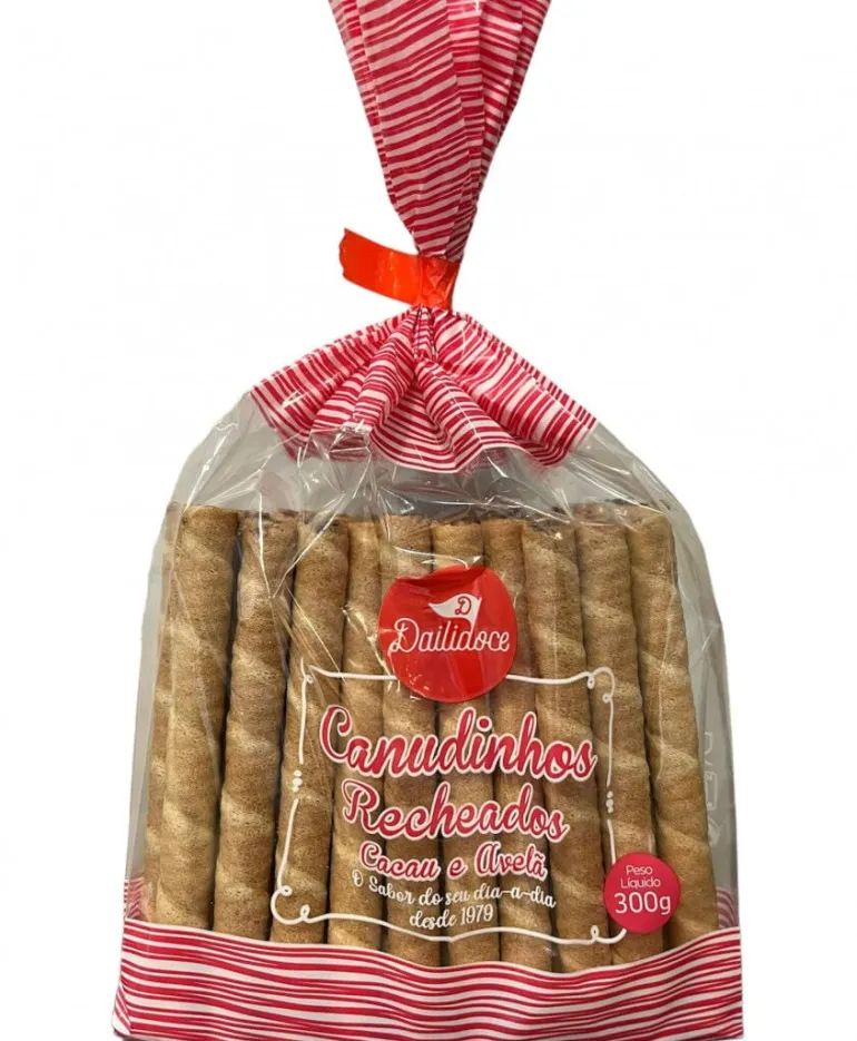 Bolachas Wafer Canudinhos Recheados com Cacau e Avelã