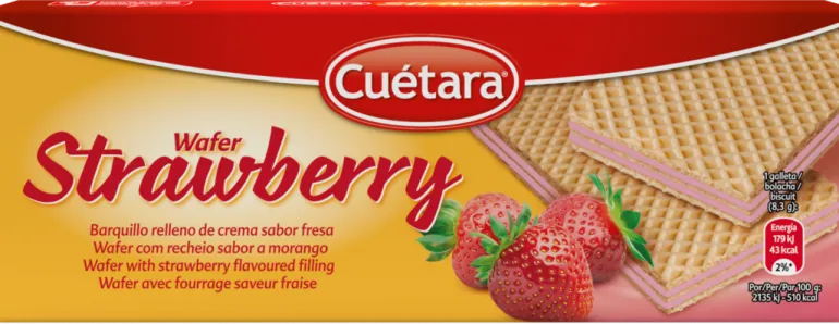 Bolachas Wafers com Recheio de Morango