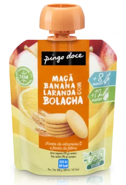 Bolsa de Fruta Maçã, Banana e Laranja com Bolacha