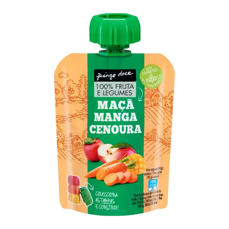 Bolsa de Fruta Maçã, Cenoura e Manga