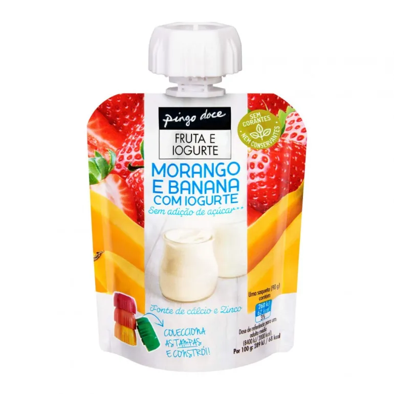 Bolsa de Fruta Morango e Banana com Iogurte