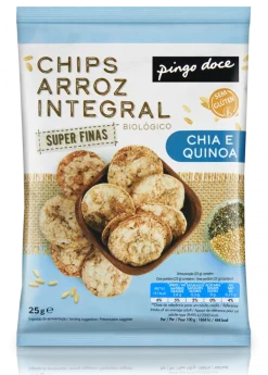 Chips de Arroz Integral com Chia e Quinoa