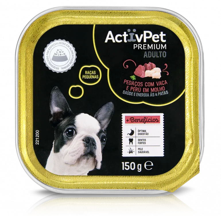 Comida Húmida Cão Raças Pequenas com Vaca e Peru em Molho