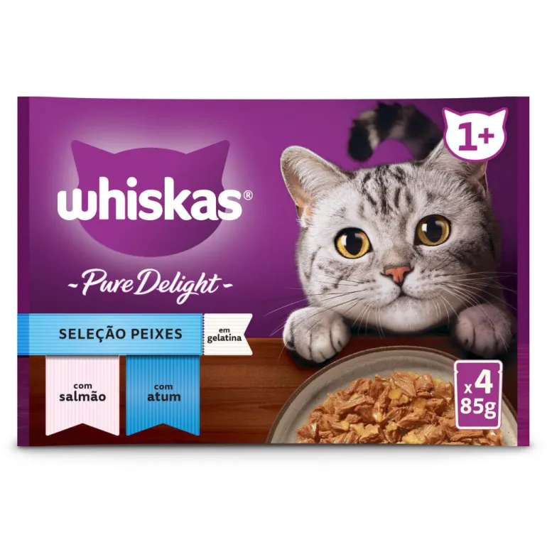 Comida Húmida para Gato Adulto Pure Delight Peixes em Gelatina