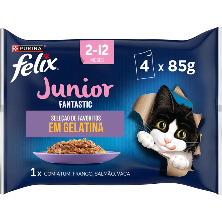 Comida Húmida para Gato Júnior Fantastic Favoritos em Gelatina