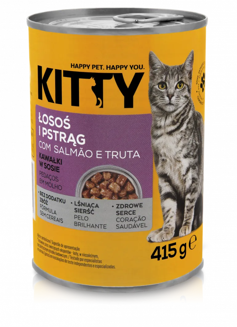 Comida Húmida para Gato Pedaços Salmão e Truta em Molho