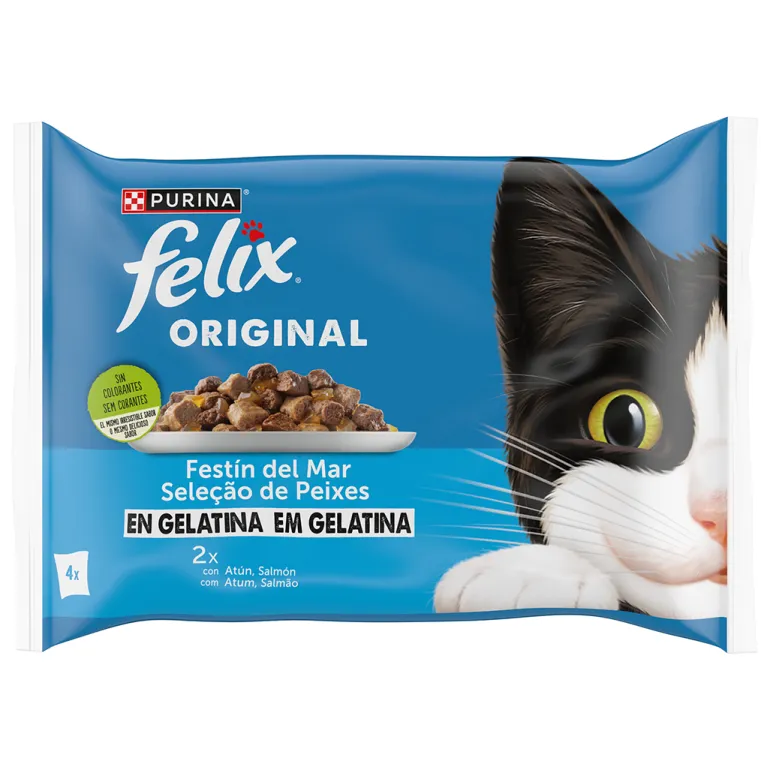 Comida Húmida para Gato Seleção de Peixes em Gelatina