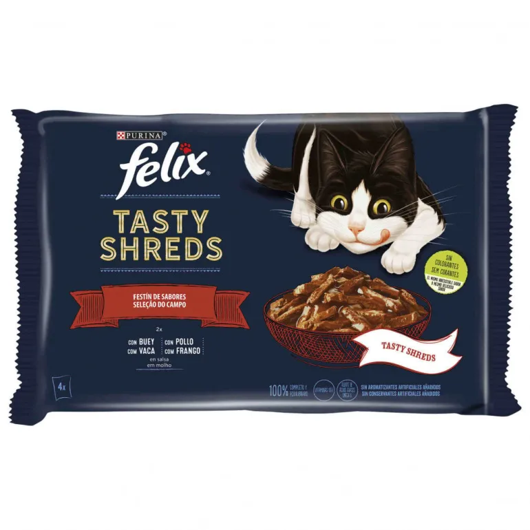 Comida Húmida para Gato Tasty Shreds Vaca e Frango