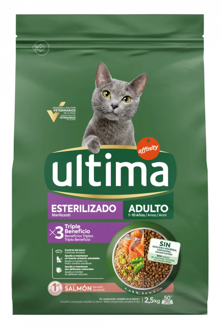Comida Seca para Gato Adulto Esterilizado com Salmão
