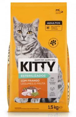 Comida Seca para Gato Esterilizado com Frango, Legumes e Fruta