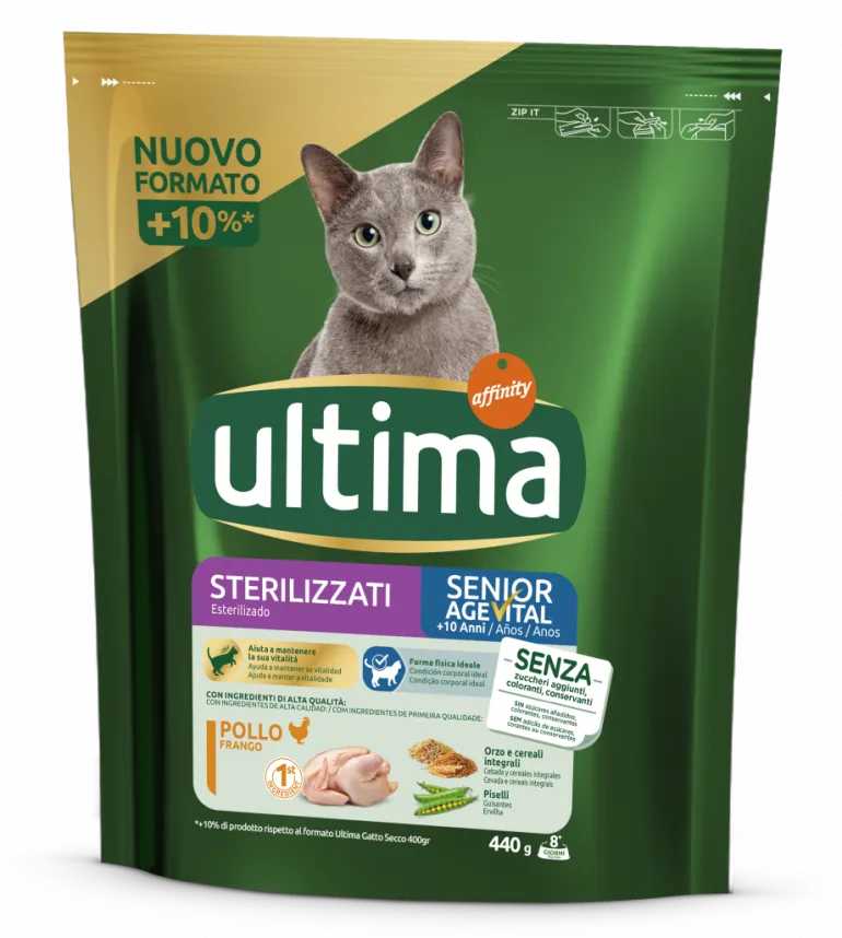 Comida Seca para Gato Sénior Esterilizado com Frango
