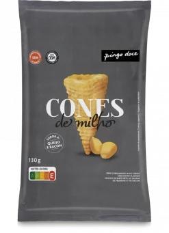 Cones de Milho Sabor Queijo e Bacon