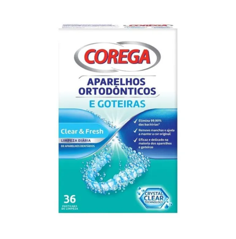 Corega Pastilhas de Limpeza de Aparelhos Ortodônticos e Goteiras