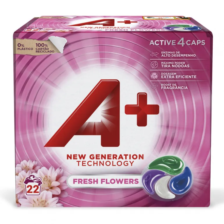 Detergente Máquina Roupa Cápsulas Active 4 Fresh Flowers