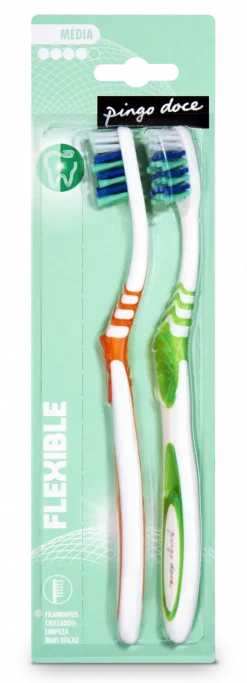 Escovas de Dentes Médias Flexible Pack 2