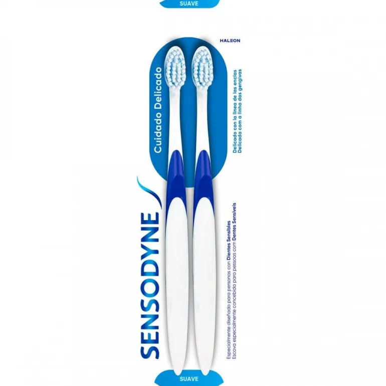 Escovas de Dentes Sauves Cuidado Delicado Pack 2