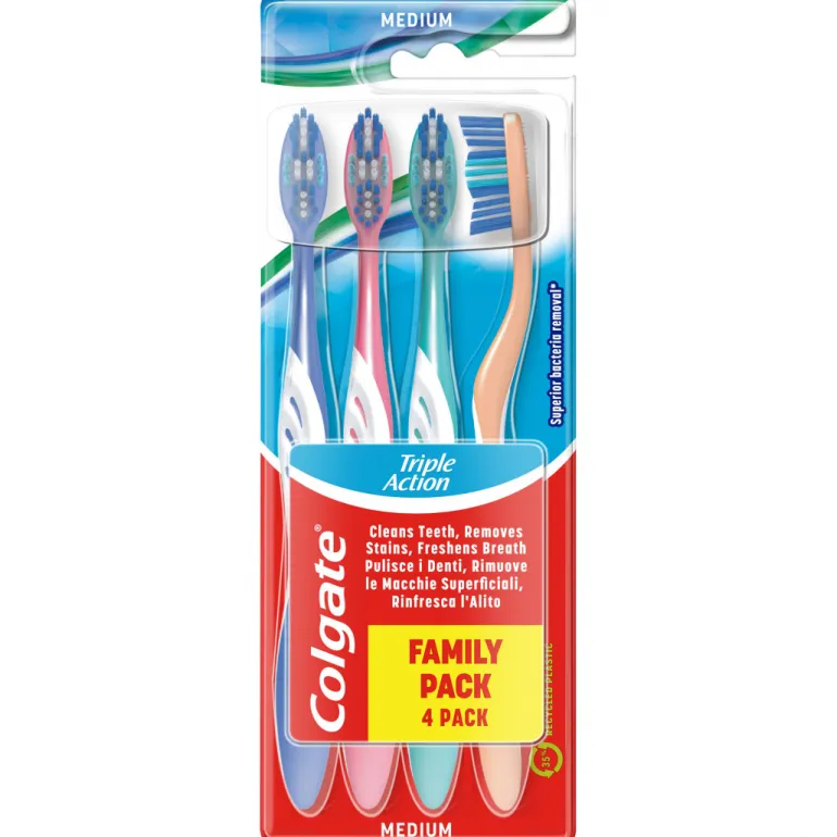 Escovas de Dentes Triple Action Média Pack 4