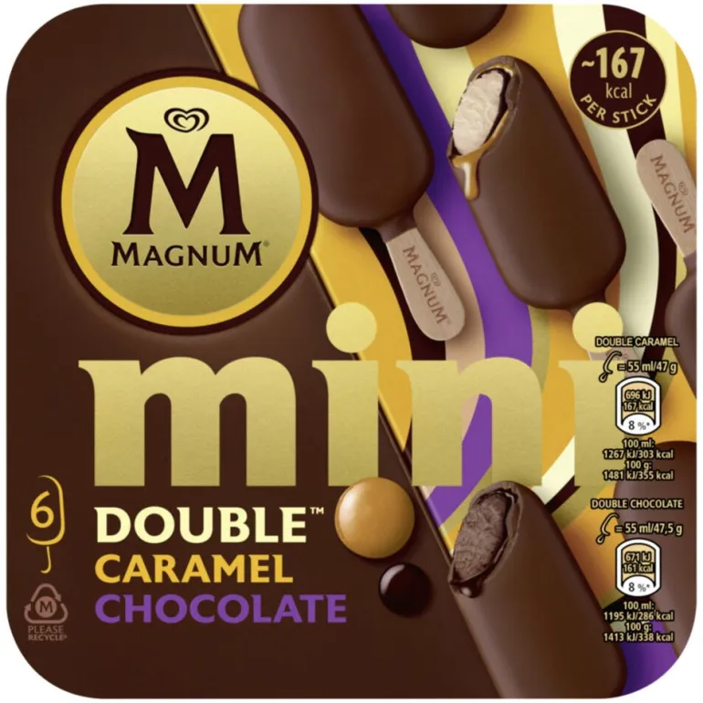 Gelado Mini Double Chocolate e Caramelo Pack 6