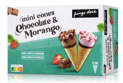 Gelados Mini Cones de Chocolate e Morango