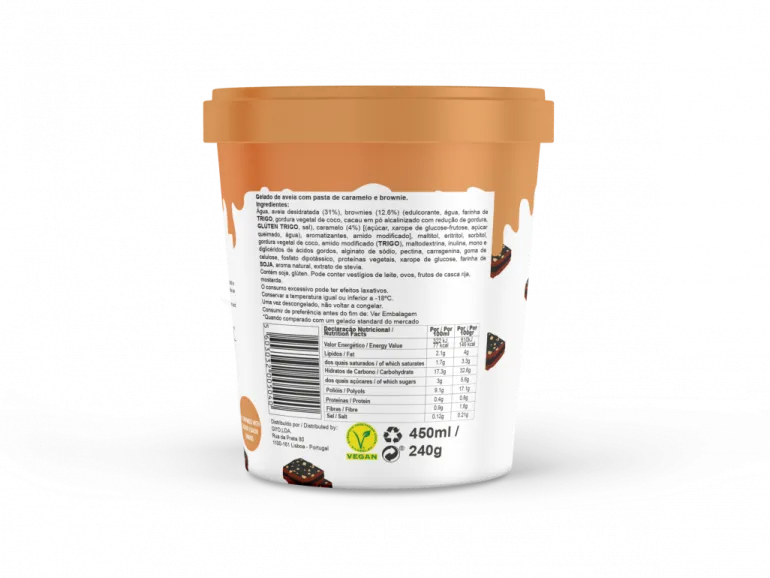 Gelado Vegan Caramelo e Brownie