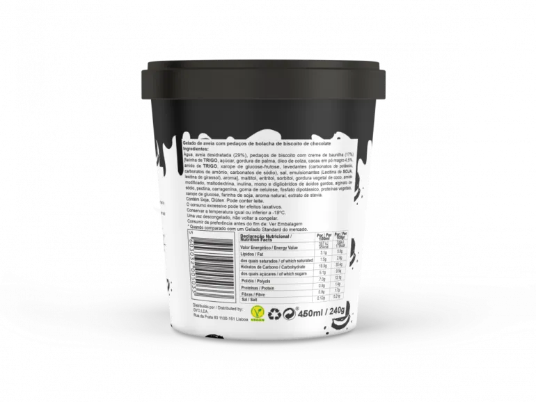 Gelado Vegan de Baunilha com Cookie