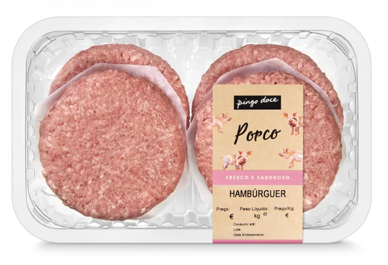 Hambúrgueres de Porco Embalados