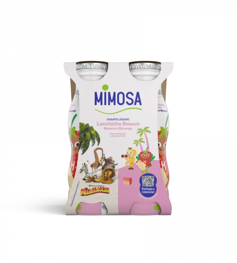 Iogurte Líquido Infantil Lanchinho Booom Morango e Banana pack 4
