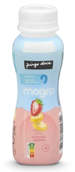Iogurte Líquido Magro 00% Morango e Banana Pack 4