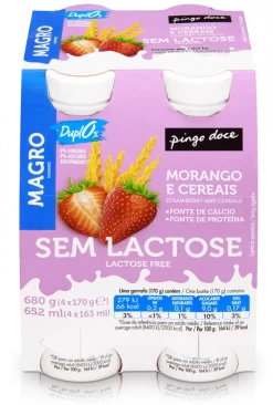Iogurte Líquido sem Lactose Morango e Cereais 0% Pack 4