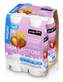 Iogurte Líquido sem Lactose Morango e Cereais 0% Pack 4