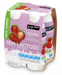 Iogurte Líquido sem Lactose Morango Pack 4