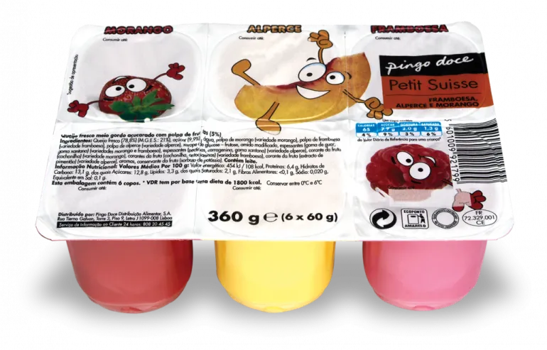 Iogurte Petit Suisse Morango, Framboesa e Alperce Pack 6