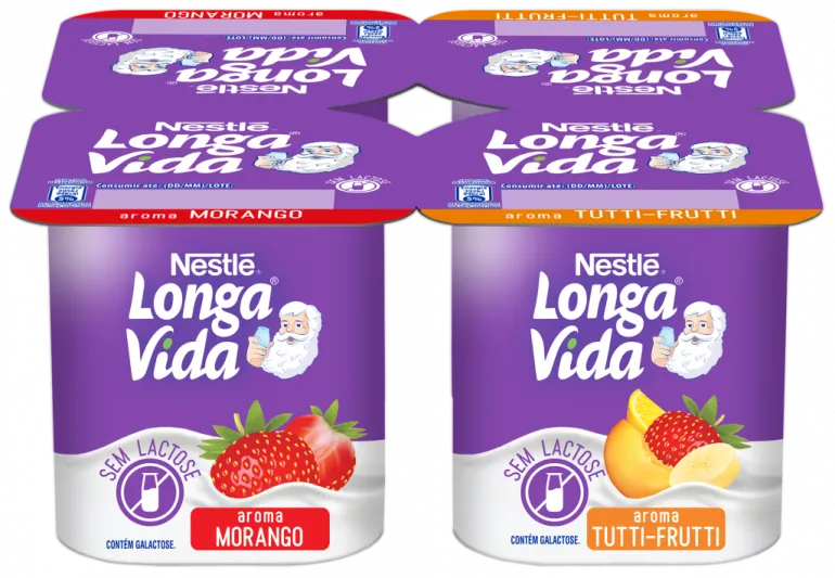 Iogurte sem Lactose Aroma Morango e Tutti Frutti Pack 4