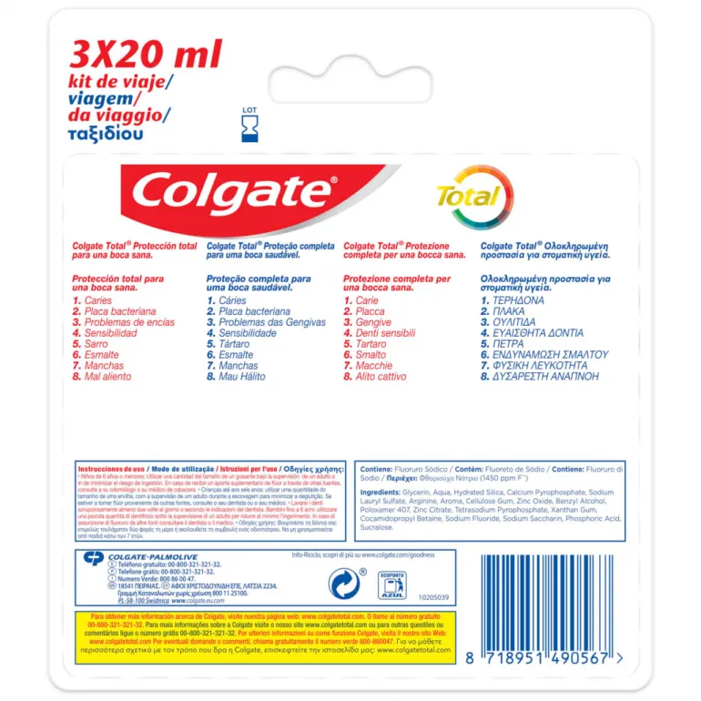 Kit de Viagem Pasta de Dentes Total Original Pack 3