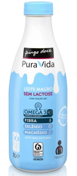 Leite Magro sem Lactose Enriquecido em Ómega 3 e Minerais