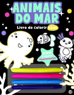 Livro de Colorir Néon - Animais do Mar