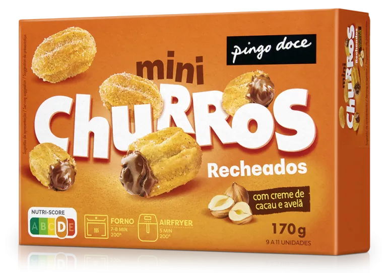 Mini Churros de Chocolate e Avelã Congelados