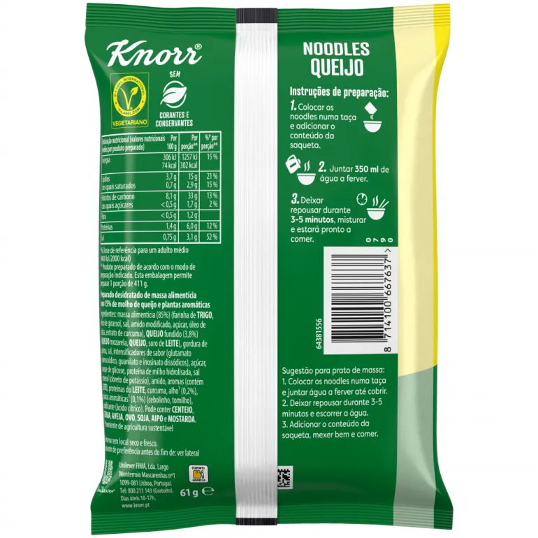 Noodles Atração de Queijo e Ervas