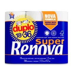 Papel Higiénico Super 2 Folhas 18=36 Rolos